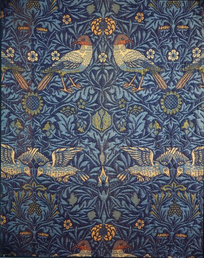 鸟类。装饰性织物，1878年。 作者 威廉·莫里斯