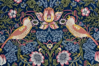 草莓小偷。装饰面料（细节）。 1883年 作者 威廉·莫里斯