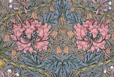 金银花。装饰性织物，1876年。 作者 威廉·莫里斯