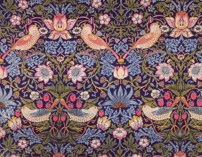 由 William Morris (1834-96) 1883 年设计的“草莓小偷”纺织品（印花棉布） 作者 威廉·莫里斯