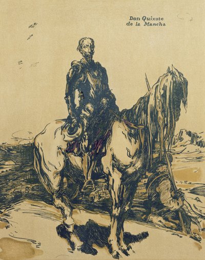 《堂吉诃德·德拉曼恰》，《浪漫人物》插图，1900 年首次出版（彩色平版印刷） 作者 威廉·尼科尔森