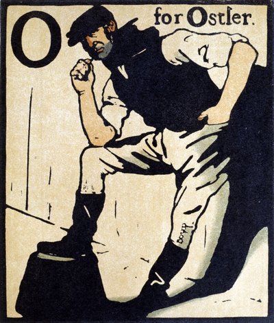 O 代表 Ostler，插图来自 William Heinemann 出版的《An Alphabet》 作者 威廉·尼科尔森