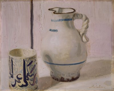 粉红色的静物与水壶，1935-36。 作者 威廉·尼科尔森