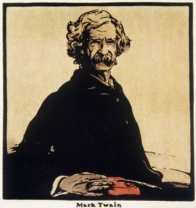 马克·吐温 (1835-1910) 肖像美国作家 - 威廉·尼克尔森 (1872-1949) 绘画 作者 威廉·尼科尔森