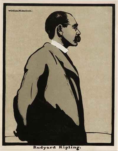 鲁德亚德-吉卜林（1865 - 1936），1899 年出版。1899 年（彩色石版画） 作者 威廉·尼科尔森