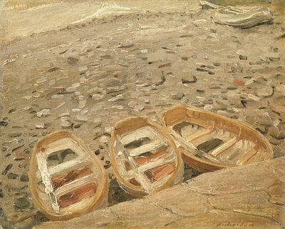 三只船，约 1928 年（布面油画） 作者 威廉·尼科尔森