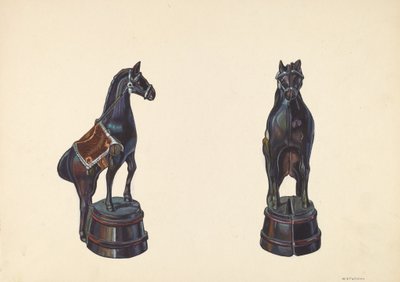 马在木桶银行，约1938年。 作者 威廉·O·弗莱彻