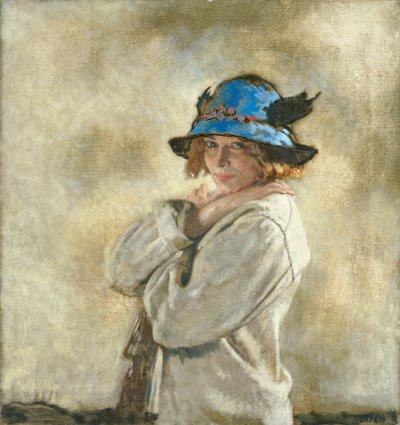 蓝帽子，1912年 作者 威廉·奥彭