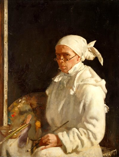 画家：戴眼镜的自画像，1907年 作者 威廉·奥彭