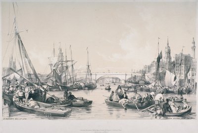 从泰晤士河的水池看新伦敦桥，1841年 作者 威廉·帕罗特