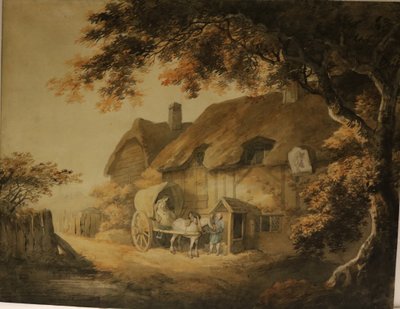 路边客栈，约 1800 年（纸面水彩画） 作者 威廉·佩恩