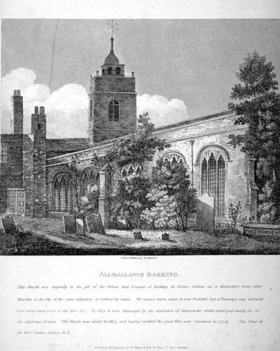 All Hallows-by-the-Tower教堂，伦敦，1810年 作者 威廉·皮尔森