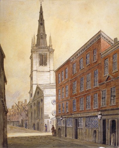 伦敦市Eastcheap的St Margaret Pattens教堂，1815年。                                   作者 威廉·皮尔森