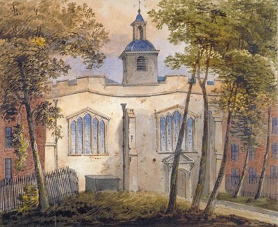 伦敦市Bishopsgate区圣海伦教堂的西视图，约1810年 作者 威廉·皮尔森
