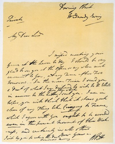 1790年10月，威廉·皮特（William Pitt）的信。 作者 威廉·皮特