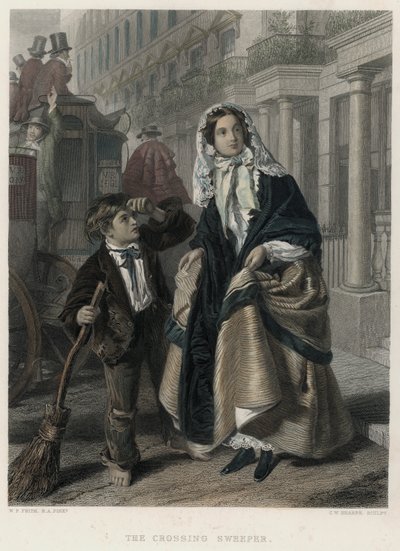 The Crossing Sweeper (coloured engraving) 作者 威廉·鲍威尔（之后）弗里斯