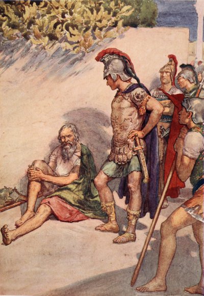 Alexander和Diogenes，来自&39;Plutarch&39;s Lives for Boys and Girls&39;的插图，由WH Weston，伦敦c.1910重述 作者 William Rainey