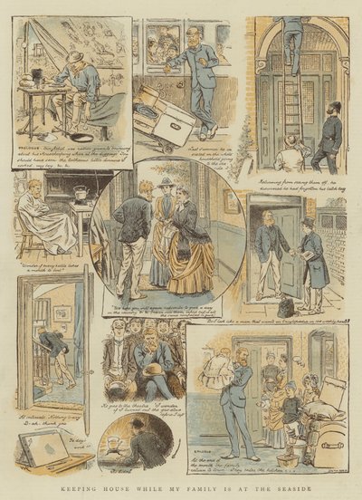 在我的家人在海边（chromolitho）时保持住房 作者 William Ralston