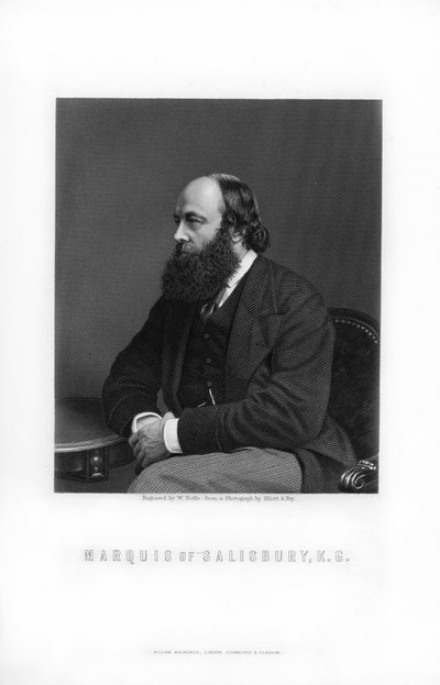 罗伯特·加斯科因·塞西尔（Robert Gascoyne-Cecil），英国政治家兼总理，索尔兹伯里第三侯爵，1893年。 作者 威廉·罗夫