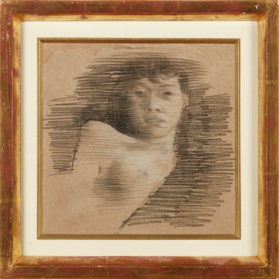 巴黎的女孩（蜡笔和白色粉笔） 作者 威廉·罗森斯坦