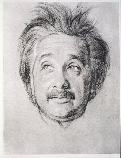 阿尔伯特·爱因斯坦肖像（1879-1955）（平版印刷） 作者 威廉·罗森斯坦