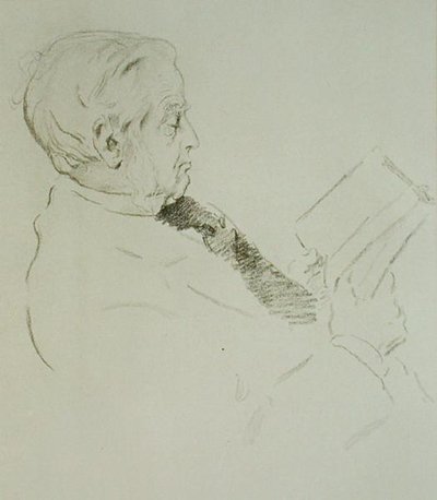 马克斯·穆勒 (Max Muller) 肖像（1823-1900）（平版印刷） 作者 威廉·罗森斯坦
