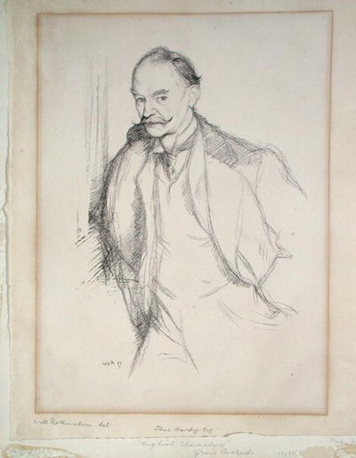 托马斯-哈代（1840-1928 年）肖像，1897 年（石版画） 作者 威廉·罗森斯坦
