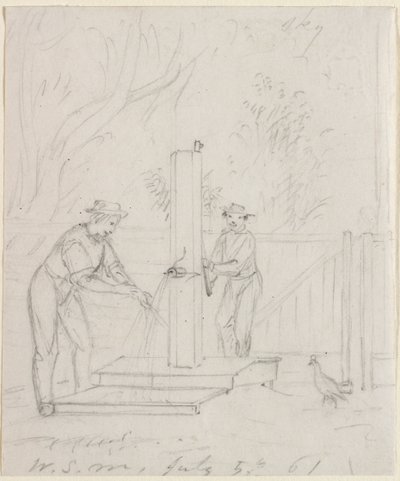 在泵上，1861年。 作者 威廉·西德尼山