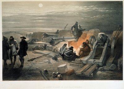 电池中的宁静之夜，1855年 作者 威廉·克里米亚·辛普森