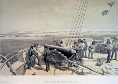塞瓦斯托波尔从海上的景色，1855年 作者 威廉·克里米亚·辛普森