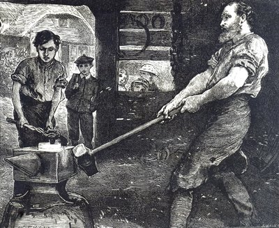 Engraving depicting the village blacksmith 作者 威廉·斯莫特