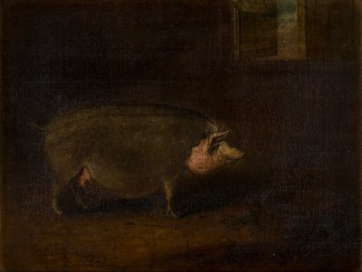 猪圈里的猪，c.1823（布面油画） 作者 威廉·史密斯