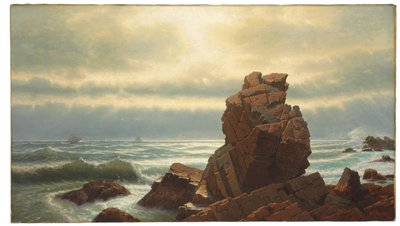 纳罕（Nahant）的讲坛摇滚乐（Pulpit Rock），1865年 作者 威廉·斯坦利·哈瑟尔汀