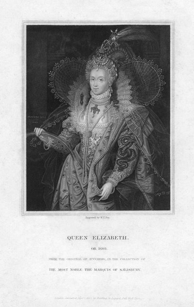 1832年，英国女王伊丽莎白一世。 作者 威廉·托马斯·弗莱