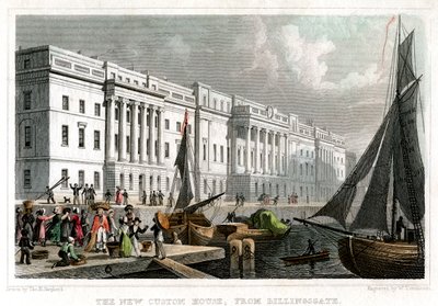 来自伦敦市比林斯盖特的新海关大楼，建于1830年。 作者 威廉·汤姆布森