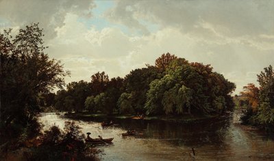 湖景，划船 1861 年（布面油画） 作者 威廉·特罗斯特·理查兹