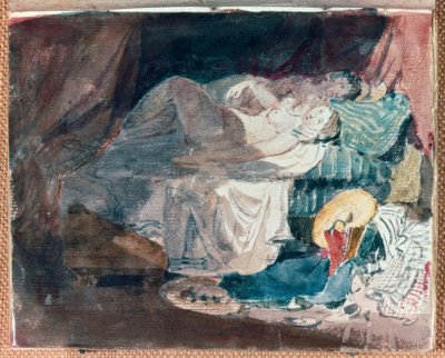 裸体女孩和同伴在床上 作者 Joseph Mallord William Turner