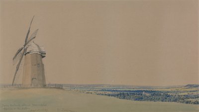 沃里克郡泰索风车和教堂 作者 William Turner of Oxford