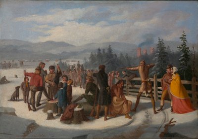 库珀的《先驱者》场景，《射击比赛中的屠鹿者》，约1850年。 作者 塞维里尼