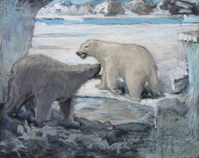 熊的求爱，格陵兰岛（布面油画（？）） 作者 威廉·沃尔斯