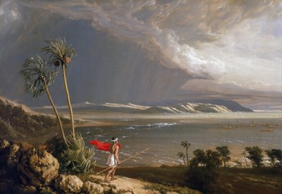 1803 年 2 月，澳大利亚波巴苏岛上的马来湾景色。布面油画，19 世纪早期，作者威廉-韦斯特尔（1781-1850 年）。 作者 威廉韦斯特尔