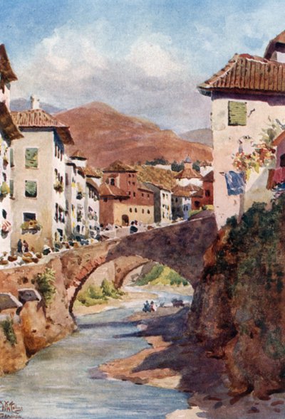 格拉纳达，Calle del Darro（彩色平版印刷） 作者 威廉·维赫·柯林斯