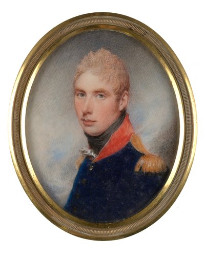 上尉（后来的中校）威廉·泰惠特-德雷克 (1785-1848)，皇家骑兵卫队，1809 年 5 月（象牙上的缩影） 作者 威廉·伍德