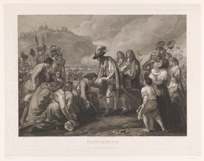 1660 年 5 月 25 日，英国查理二世抵达多佛尔海滩
复辟（物品上的标题） 作者 本杰明·韦斯特