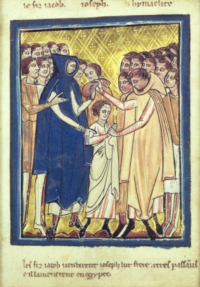 约瑟夫从他的兄弟那里出售，来自圣经图片，1250年 作者 William de Brailes  