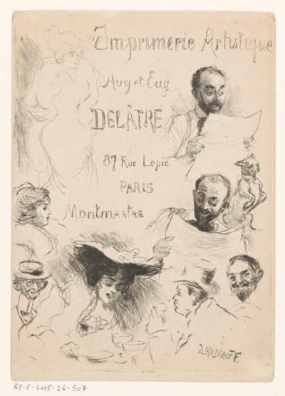 巴黎打印机 Eugène Delâtre 的名片 作者 欧仁·德拉特（可能）