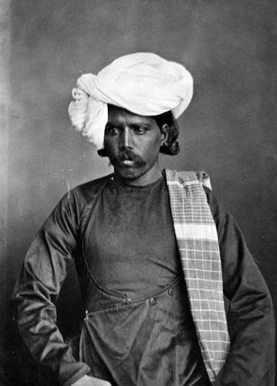 一个人的肖像，来自&39;印度的服饰和人民&39;，1860年 作者 Willoughby Wallace Hooper