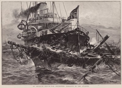 在大西洋上摧毁废弃物的美国战俘（石版画） 作者 威利·斯托沃（WillyStöwer）