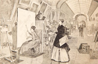 1868年1月11日，巴黎卢浮宫画廊的艺术学生和复制者 作者 温斯洛·荷马