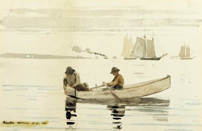 男孩钓鱼，格洛斯特港，1880年 作者 温斯洛·荷马